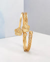 Greek Key Floral Open Cuff Bracelet – Gold or Silver Tone