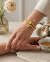 Greek Key Floral Open Cuff Bracelet – Gold or Silver Tone