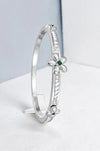 Stainless Steel Floral Crystal Bangle Bracelet – Gold or Silver