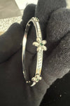 Stainless Steel Floral Crystal Bangle Bracelet – Gold or Silver
