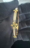 Stainless Steel Floral Crystal Bangle Bracelet – Gold or Silver