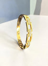 Geometric Crystal Link Stainless Steel Bangle Bracelet – Gold or Silver