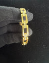 Geometric Crystal Link Stainless Steel Bangle Bracelet – Gold or Silver