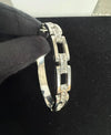 Geometric Crystal Link Stainless Steel Bangle Bracelet – Gold or Silver
