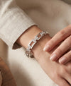 Geometric Crystal Link Stainless Steel Bangle Bracelet – Gold or Silver