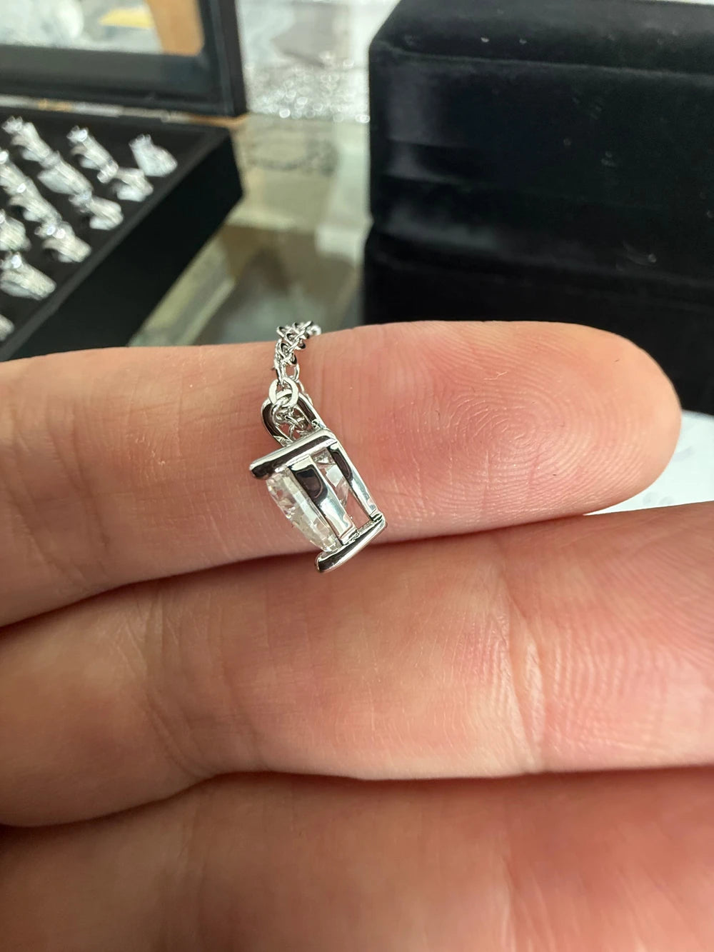 1 Carat Heart Cut Moissanite Pendant Necklace – Silver Tone Solitaire Necklace with GRA Certificate & Jewelry Box 7063