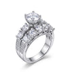 Sale Moissanite Bridal Ring Set – Round Cut, Size 9. S925 Sterling Silver 064