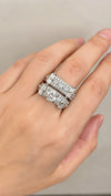 Luxury Moissanite Bridal Ring Set with Baguette Accents Silver Plated, Size 8.5 6013