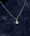 1 Carat Round Moissanite Teardrop Pendant Necklace – Silver Tone Halo Necklace with GRA Certificate & Jewelry Box 7064