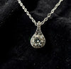 1 Carat Round Moissanite Teardrop Pendant Necklace – Silver Tone Halo Necklace with GRA Certificate & Jewelry Box 7064
