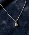 1 Carat Round Moissanite Teardrop Pendant Necklace – Silver Tone Halo Necklace with GRA Certificate & Jewelry Box 7064
